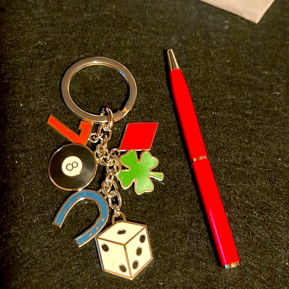 Coach Vegas Lucky Keychain and Coach pen set
